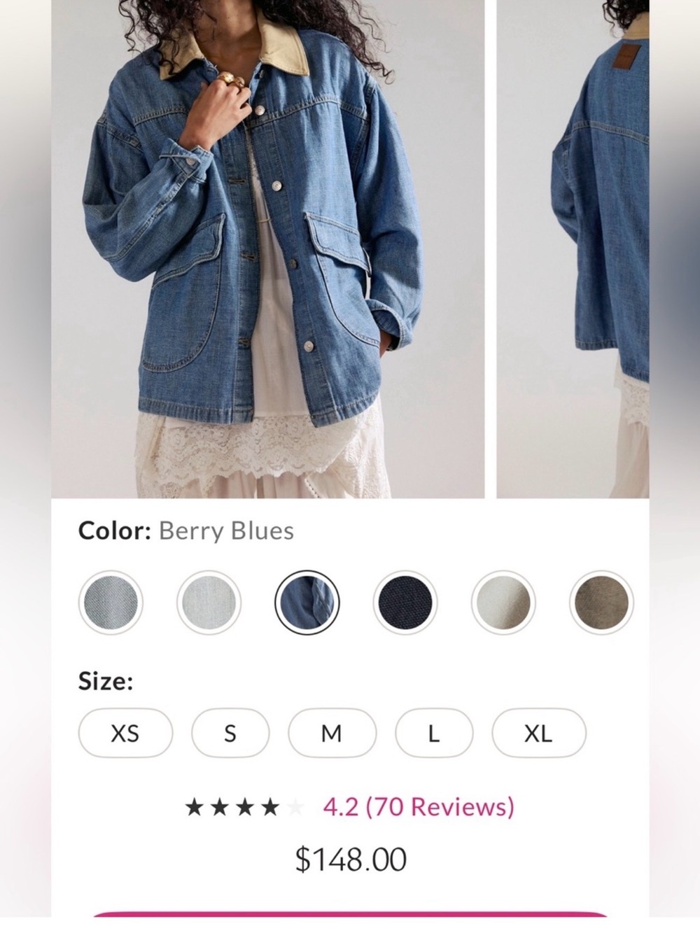 Free People “We The Free” Lemon Denim Jacket size Small - Picture 2 of 13